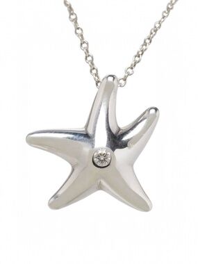 Tiffany Silver Starfish Diamond Pendant Necklace